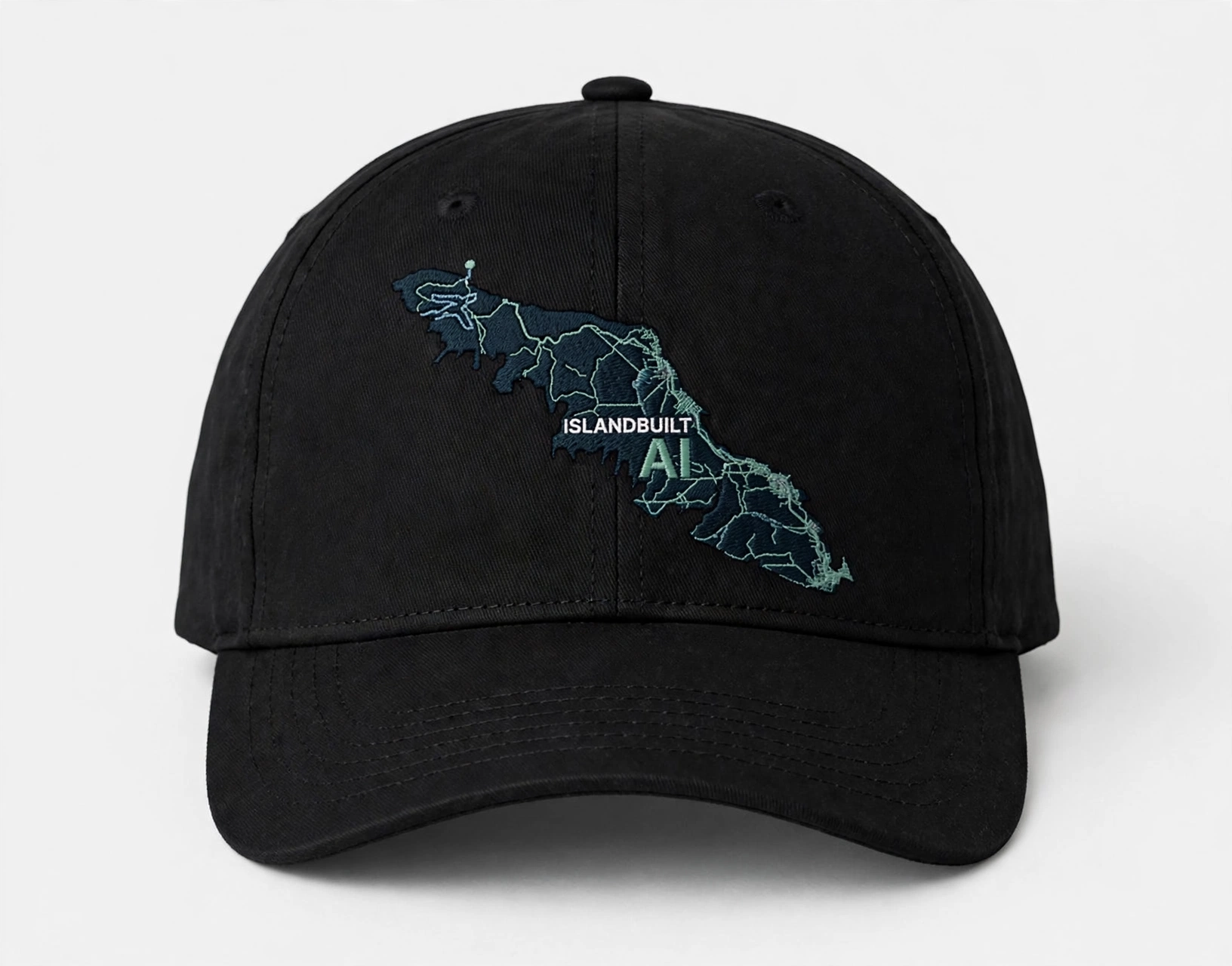 IslandBuilt AI logo embroidered cap mockup